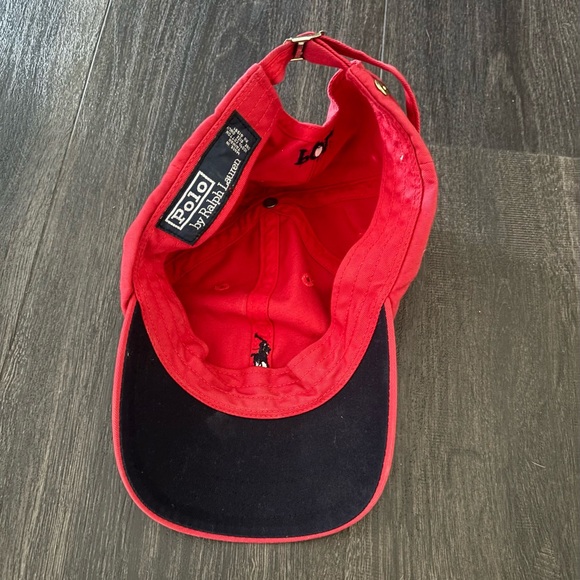 Polo Ralph Lauren Dad Hat Adjustable Red Cotton Cap Navy Pony Logo Casual - Picture 3 of 4